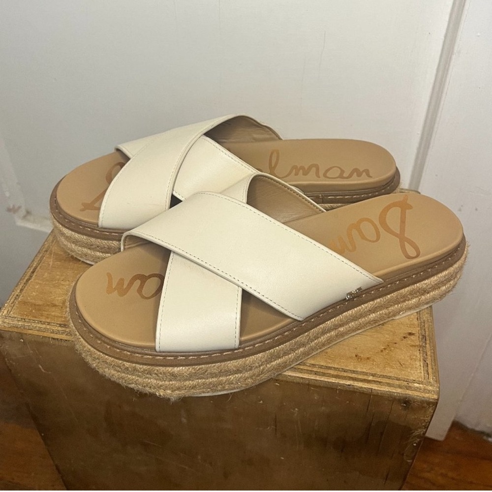 Sam Edelman Cream Tan Espadrilles with Wide Straps
